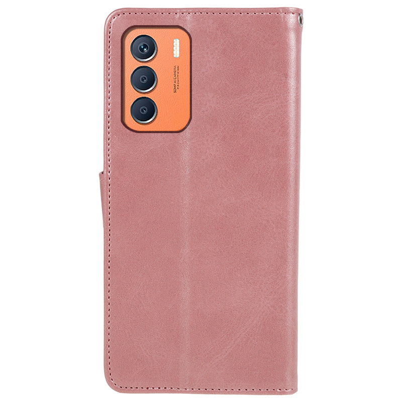 For Transsion Infinix Zero 5G 2023 Mobile Accessories Supplier Calf PU Leather Case Wallet Phone Cover - Rose Gold