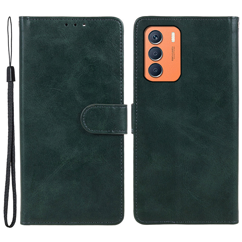 For Transsion Infinix Zero 5G 2023 Mobile Accessories Supplier Calf PU Leather Case Wallet Phone Cover - Midnight Green