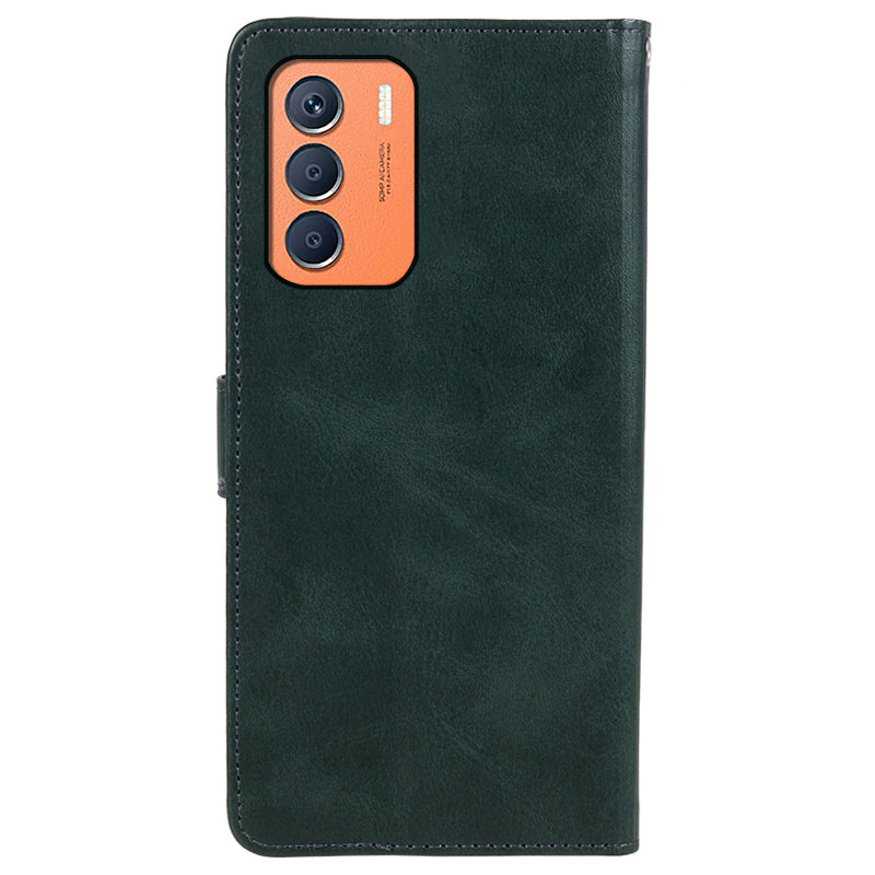 For Transsion Infinix Zero 5G 2023 Mobile Accessories Supplier Calf PU Leather Case Wallet Phone Cover - Midnight Green