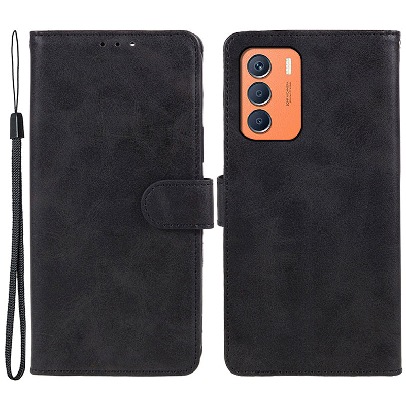 For Transsion Infinix Zero 5G 2023 Mobile Accessories Supplier Calf PU Leather Case Wallet Phone Cover - Black