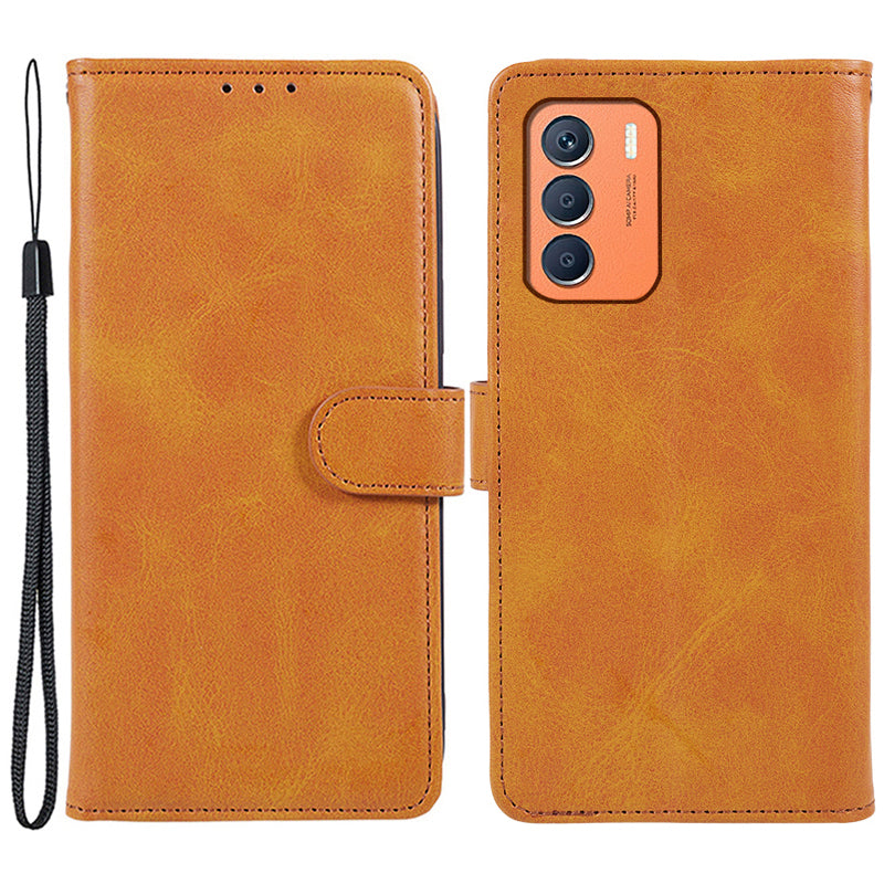 For Transsion Infinix Zero 5G 2023 Mobile Accessories Supplier Calf PU Leather Case Wallet Phone Cover - Khaki