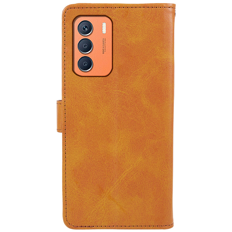 For Transsion Infinix Zero 5G 2023 Mobile Accessories Supplier Calf PU Leather Case Wallet Phone Cover - Khaki