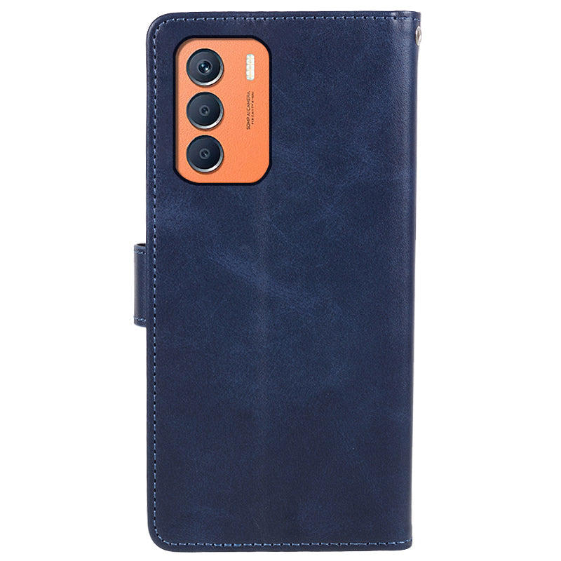 For Transsion Infinix Zero 5G 2023 Mobile Accessories Supplier Calf PU Leather Case Wallet Phone Cover - Blue