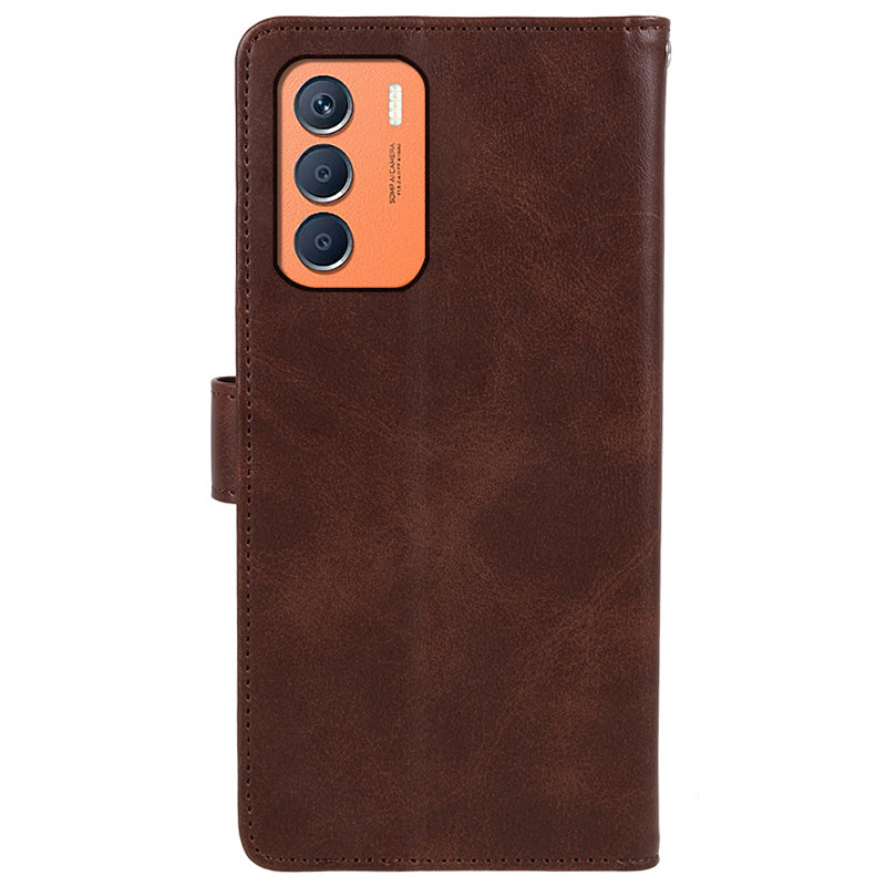 For Transsion Infinix Zero 5G 2023 Mobile Accessories Supplier Calf PU Leather Case Wallet Phone Cover - Brown