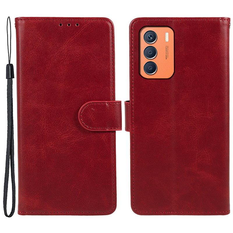 For Transsion Infinix Zero 5G 2023 Mobile Accessories Supplier Calf PU Leather Case Wallet Phone Cover - Red