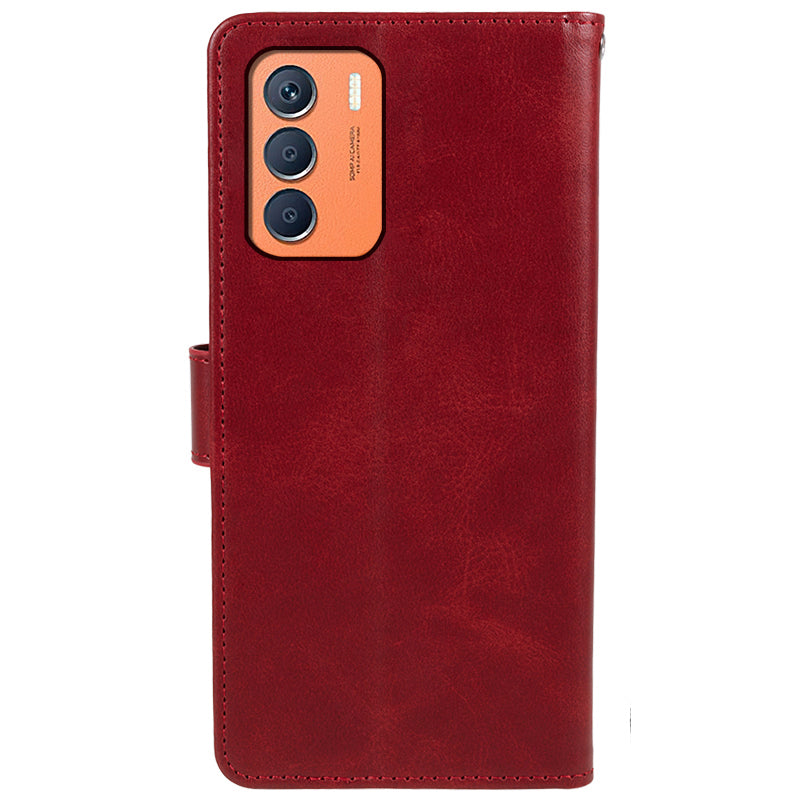 For Transsion Infinix Zero 5G 2023 Mobile Accessories Supplier Calf PU Leather Case Wallet Phone Cover - Red