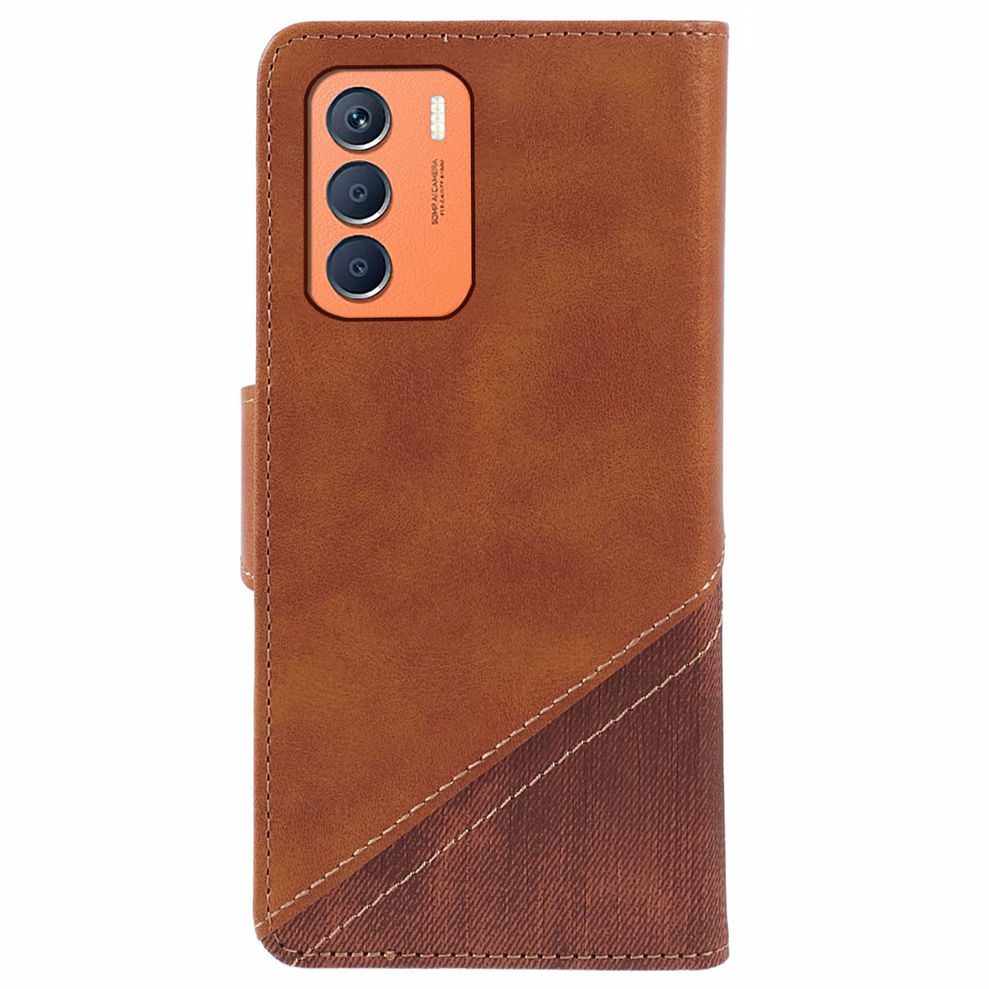 For Transsion Infinix Zero 5G 2023 Cell Phone Shell PU Leather Splicing Crazy Horse Texture Phone Case - Brown