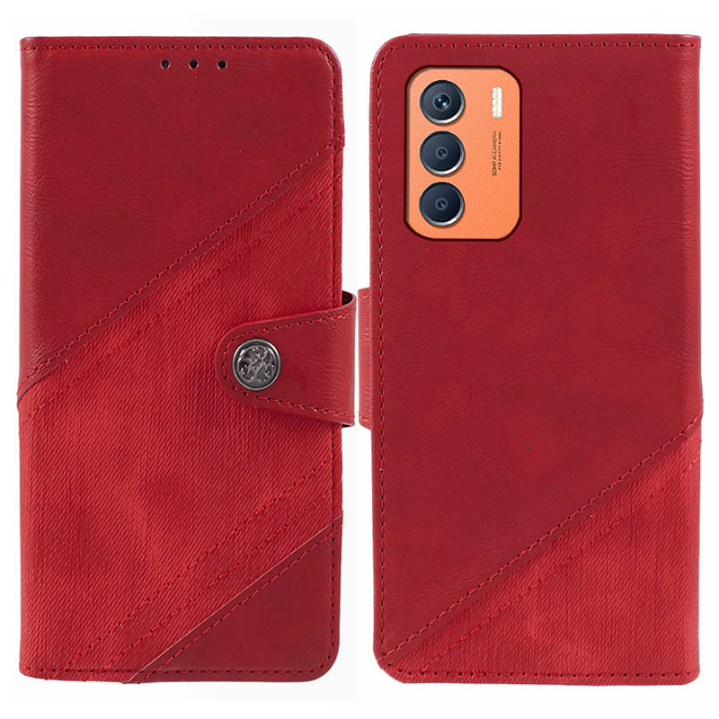 For Transsion Infinix Zero 5G 2023 Cell Phone Shell PU Leather Splicing Crazy Horse Texture Phone Case - Red