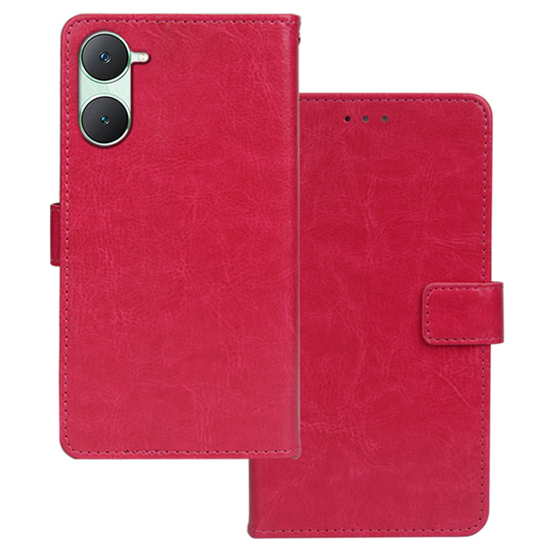 IDEWEI For vivo Y03 Case Foldable Stand Crazy Horse Texture Phone Cover - Rose