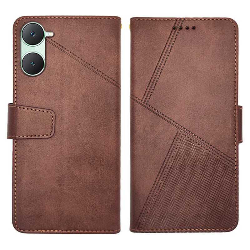 IDEWEI For vivo Y03 Leather Case Calf Texture Wallet Phone Cover Mobile Accessories Wholesale - Brown