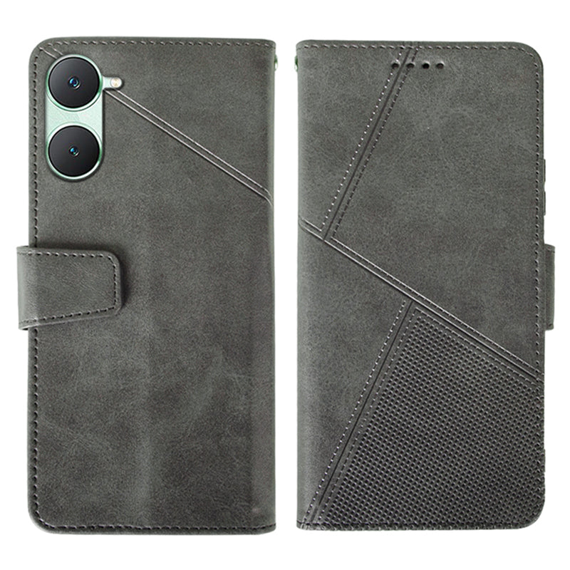 IDEWEI For vivo Y03 Leather Case Calf Texture Wallet Phone Cover Mobile Accessories Wholesale - Grey