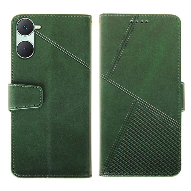 IDEWEI For vivo Y03 Leather Case Calf Texture Wallet Phone Cover Mobile Accessories Wholesale - Green
