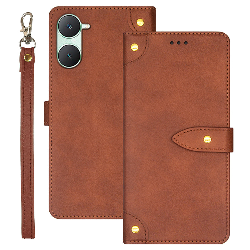 IDEWEI For vivo Y03 Leather Cover with Card Slots Wholesale Phone Cases - Brown