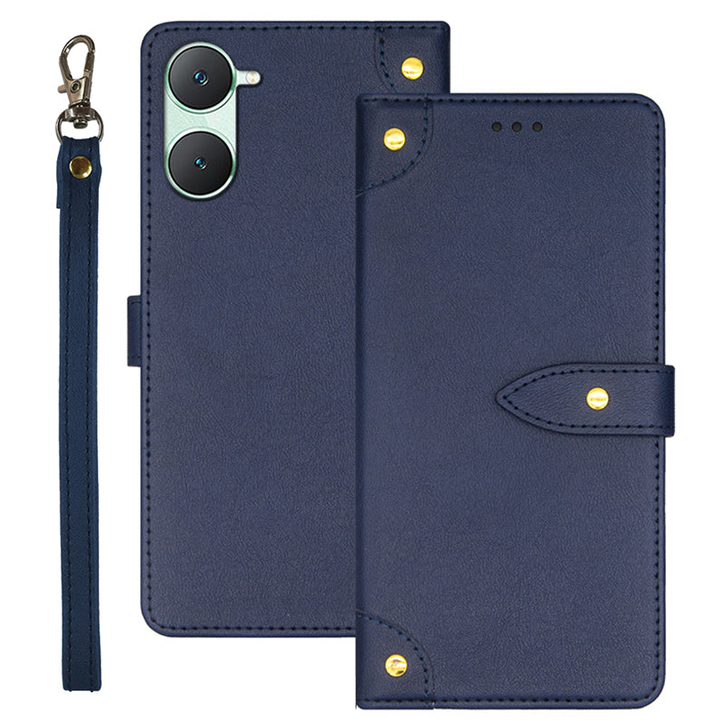 IDEWEI For vivo Y03 Leather Cover with Card Slots Wholesale Phone Cases - Blue
