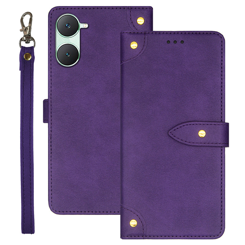 IDEWEI For vivo Y03 Leather Cover with Card Slots Wholesale Phone Cases - Purple