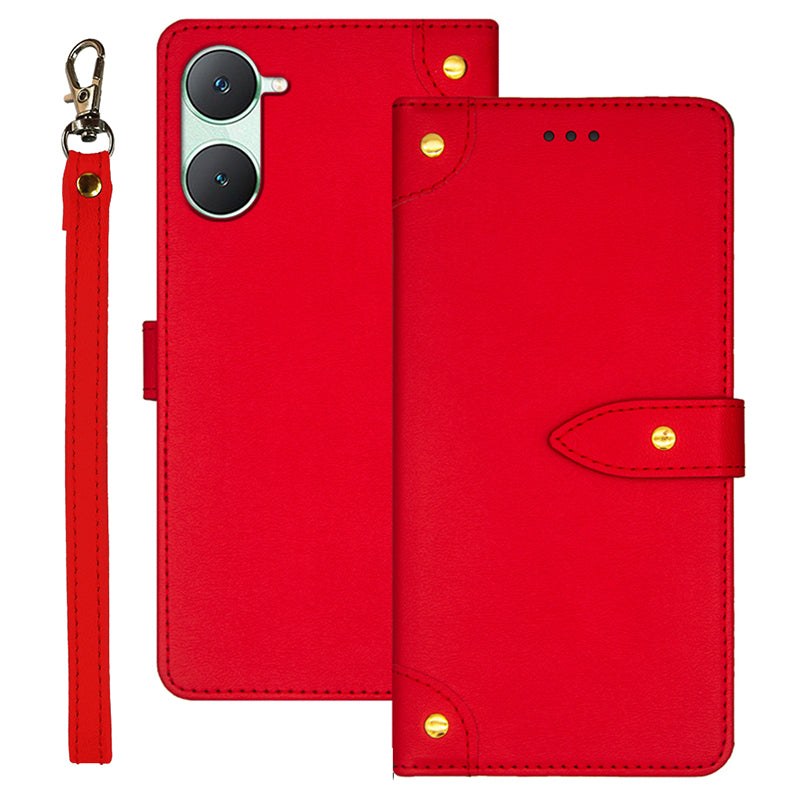 IDEWEI For vivo Y03 Leather Cover with Card Slots Wholesale Phone Cases - Red