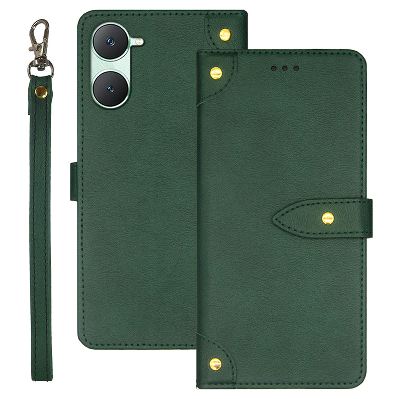 IDEWEI For vivo Y03 Leather Cover with Card Slots Wholesale Phone Cases - Green