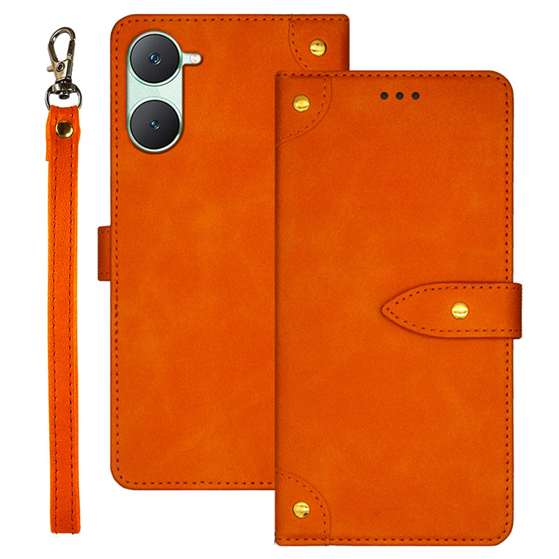 IDEWEI For vivo Y03 Leather Cover with Card Slots Wholesale Phone Cases - Orange