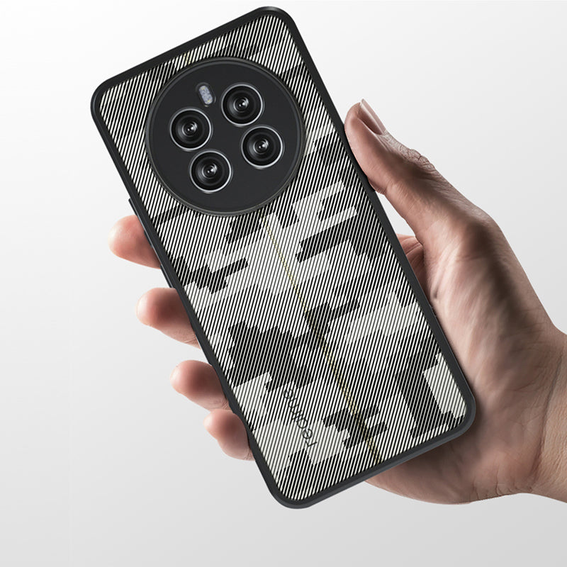 IBMRS For Realme 12+ 5G Case Drop-resistant TPU+PC Cell Phone Shell - Grid Camouflage