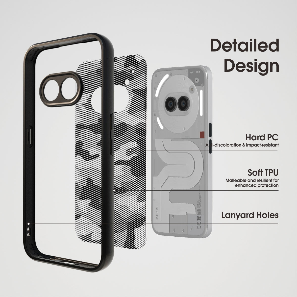 IBMRS For Nothing Phone (2a) Shockproof Case TPU+PC Phone Cover with Precise Lens Cutout - Artistic Camouflage