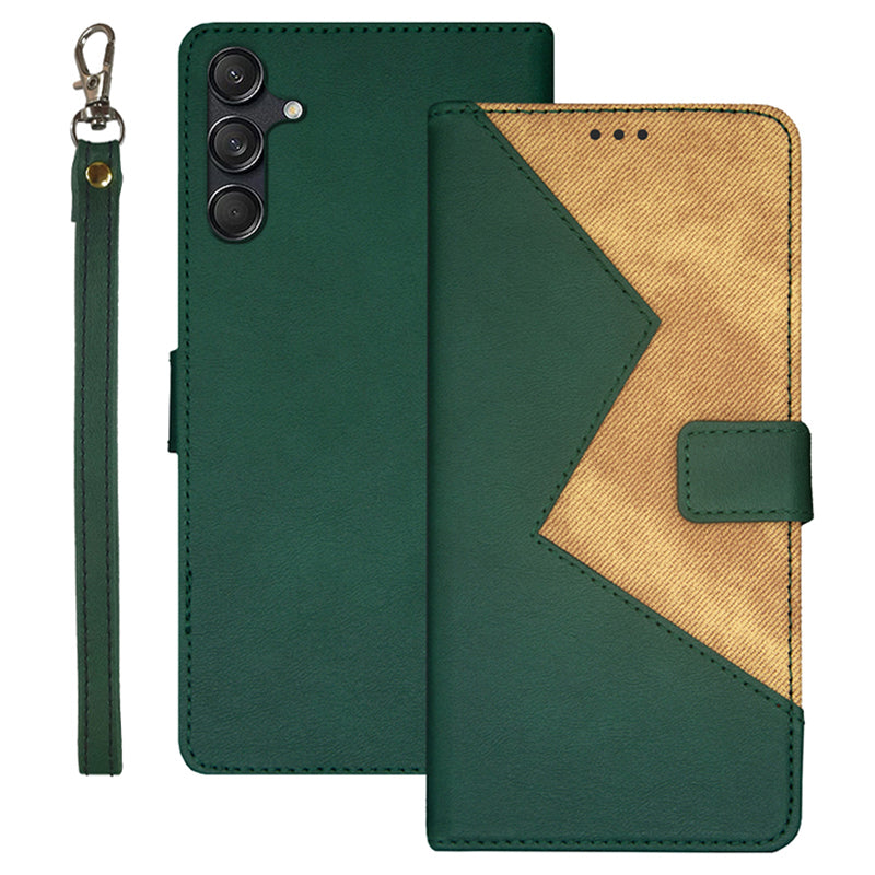 IDEWEI For Samsung Galaxy M55 5G Case Card Holder Stand PU Leather Phone Cover - Green