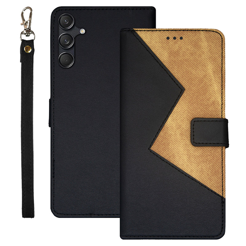 IDEWEI For Samsung Galaxy M55 5G Case Card Holder Stand PU Leather Phone Cover - Black