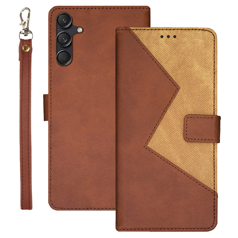 IDEWEI For Samsung Galaxy M55 5G Case Card Holder Stand PU Leather Phone Cover - Brown