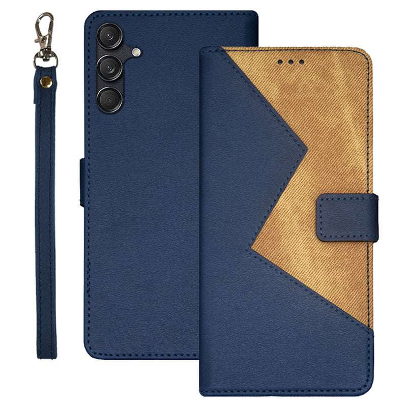 IDEWEI For Samsung Galaxy M55 5G Case Card Holder Stand PU Leather Phone Cover - Blue