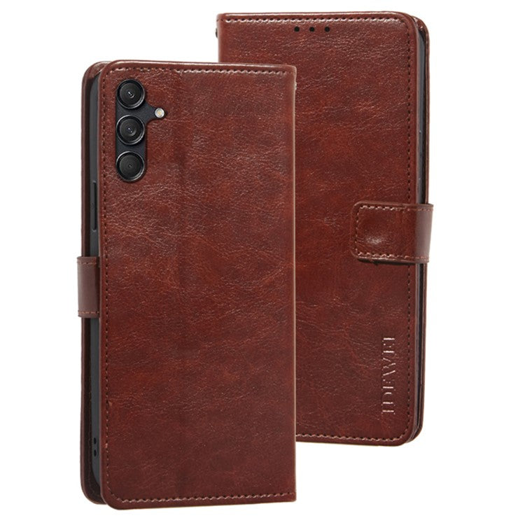 IDEWEI For Samsung Galaxy M55 5G / C55 5G / F55 5G Case Crazy Horse Texture PU Leather Phone Cover Card Holder Stand - Brown