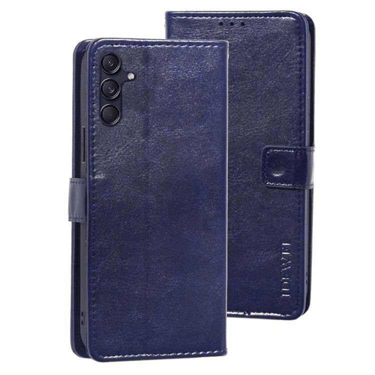 IDEWEI For Samsung Galaxy M55 5G / C55 5G / F55 5G Case Crazy Horse Texture PU Leather Phone Cover Card Holder Stand - Dark Blue