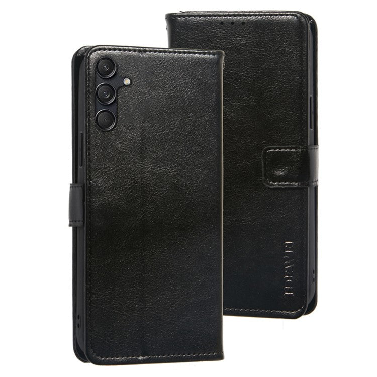IDEWEI For Samsung Galaxy M55 5G / C55 5G / F55 5G Case Crazy Horse Texture PU Leather Phone Cover Card Holder Stand - Black