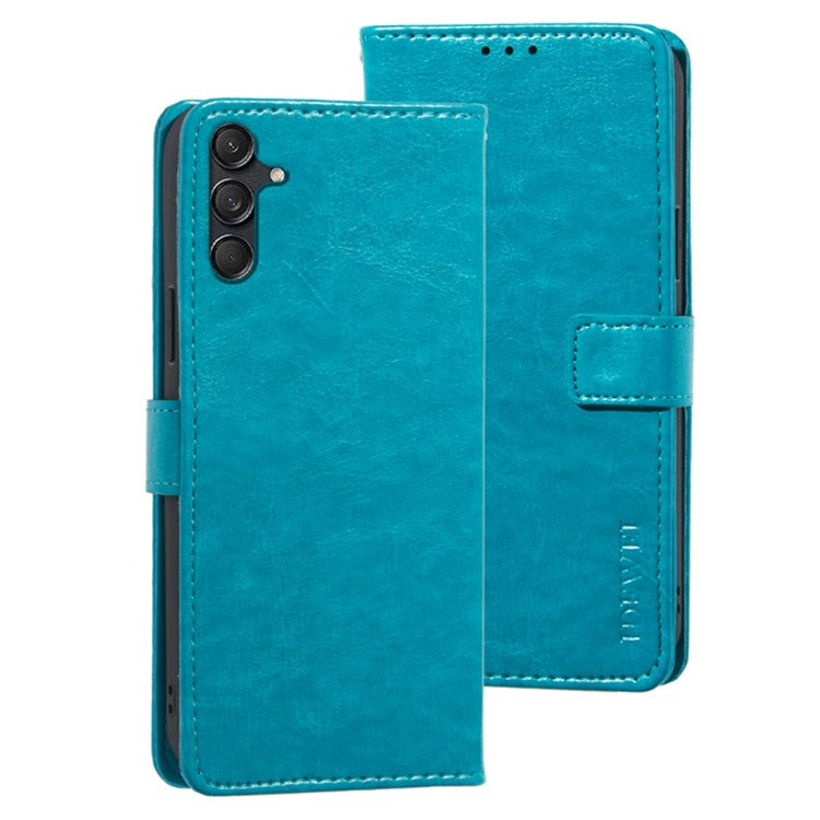 IDEWEI For Samsung Galaxy M55 5G / C55 5G / F55 5G Case Crazy Horse Texture PU Leather Phone Cover Card Holder Stand - Sky Blue