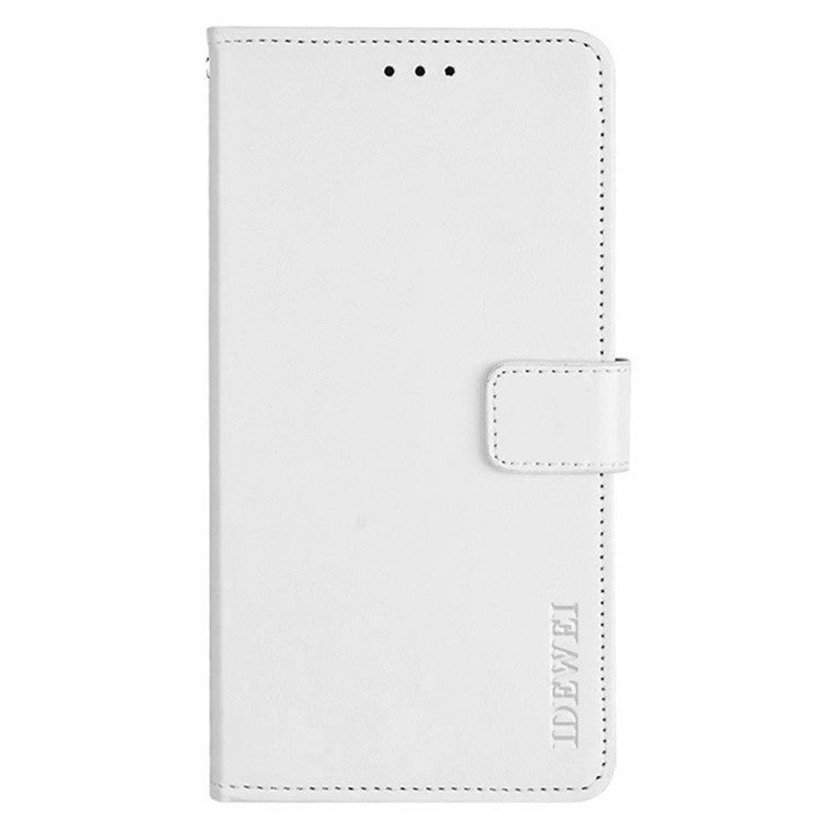 IDEWEI For Samsung Galaxy M55 5G / C55 5G / F55 5G Case Crazy Horse Texture PU Leather Phone Cover Card Holder Stand - White