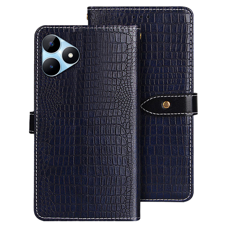 IDEWEI For Realme Note 50 4G Case Crocodile Texture PU Leather Phone Cover Horizontal Viewing Stand - Blue
