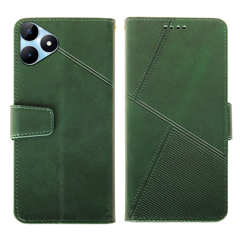 IDEWEI For Realme Note 50 4G Case Scratch-resistant Wallet Calf Texture Phone Cover - Green