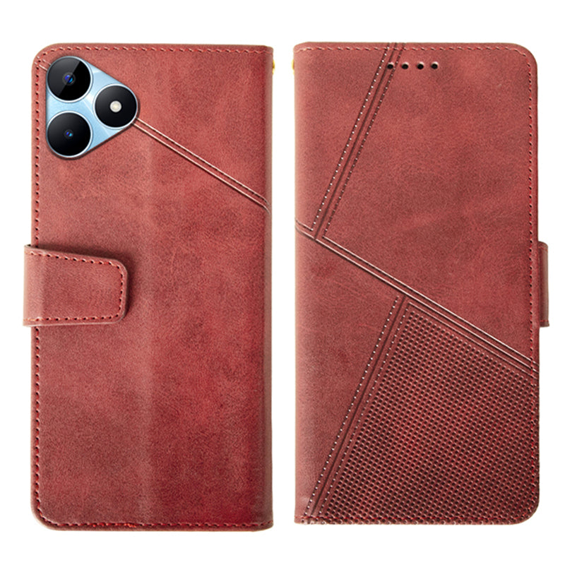 IDEWEI For Realme Note 50 4G Case Scratch-resistant Wallet Calf Texture Phone Cover - Red