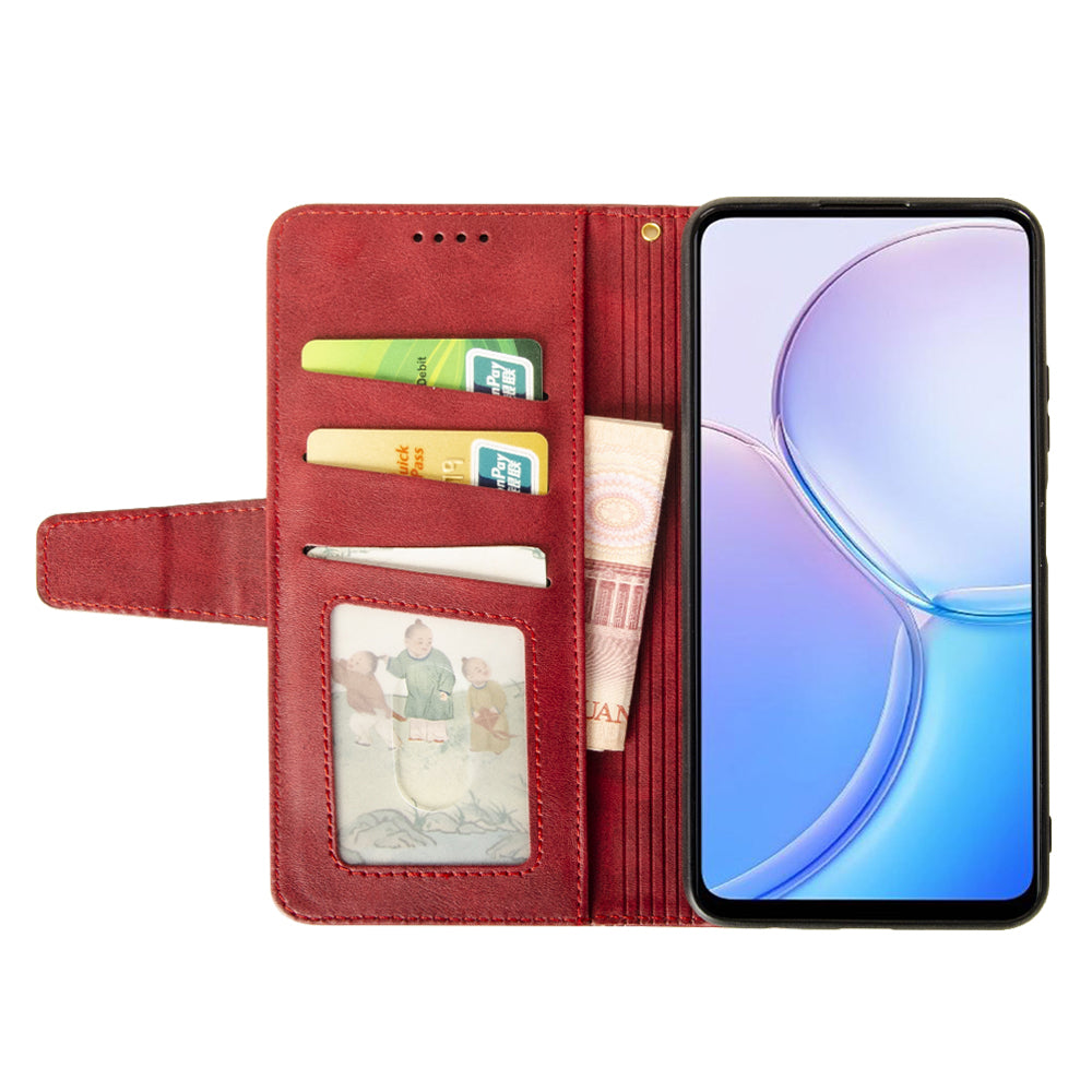 IDEWEI For Realme Note 50 4G Case Scratch-resistant Wallet Calf Texture Phone Cover - Red
