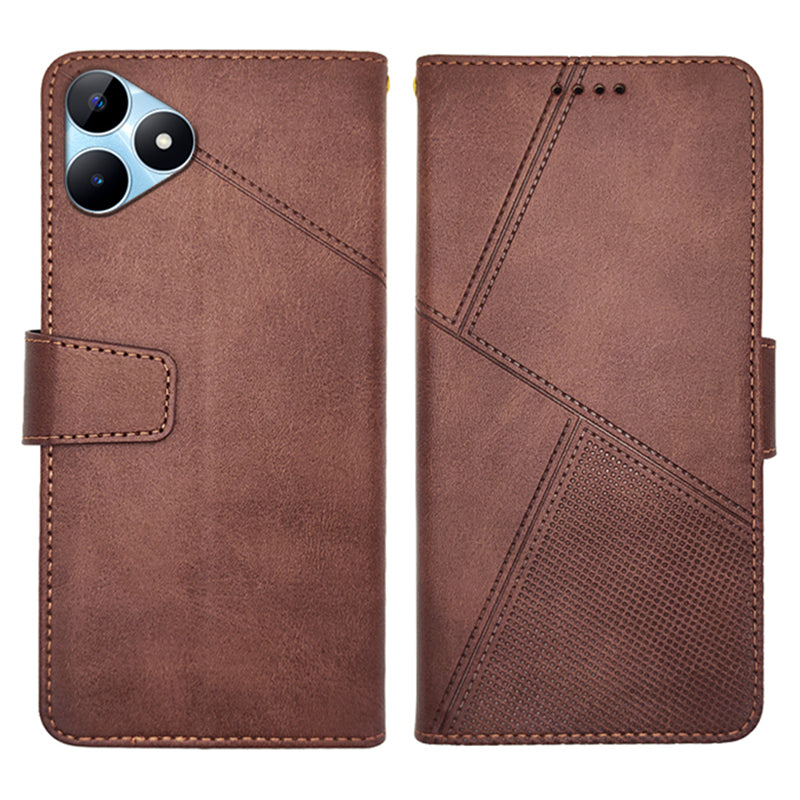 IDEWEI For Realme Note 50 4G Case Scratch-resistant Wallet Calf Texture Phone Cover - Brown