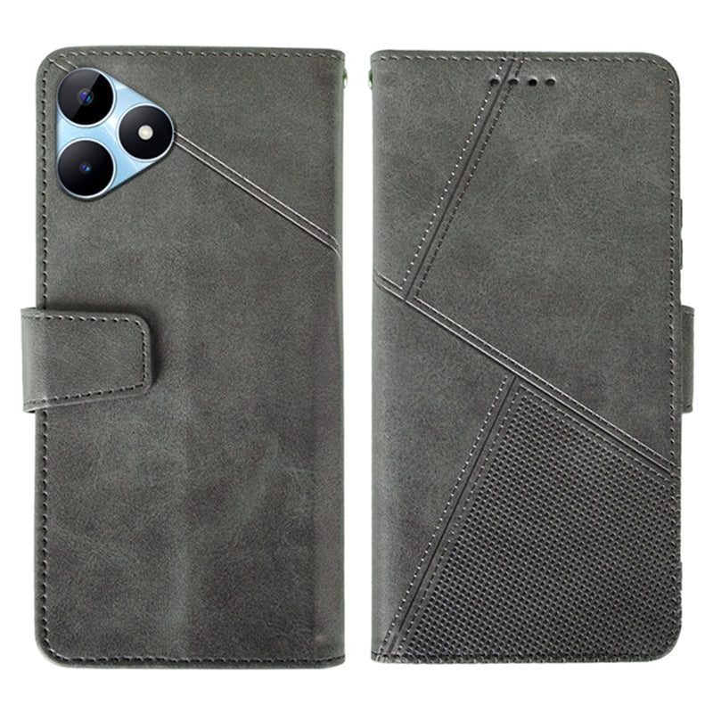 IDEWEI For Realme Note 50 4G Case Scratch-resistant Wallet Calf Texture Phone Cover - Grey