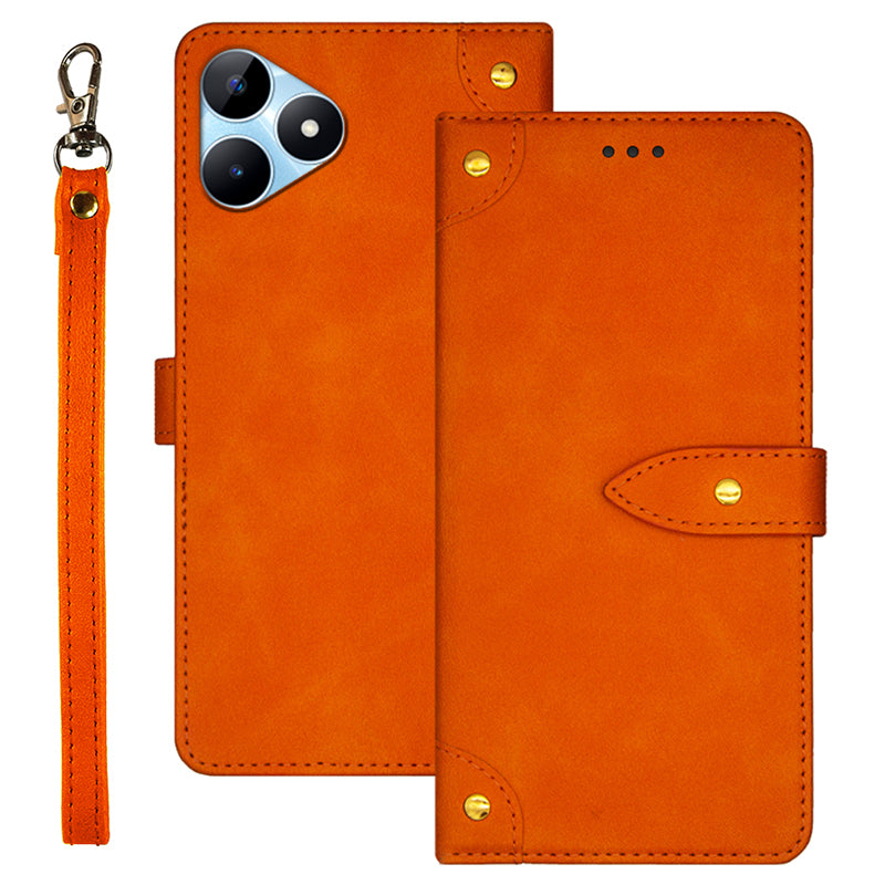 IDEWEI For Realme Note 50 4G Phone Cover Card Slots Leather Drop Protection Case - Orange