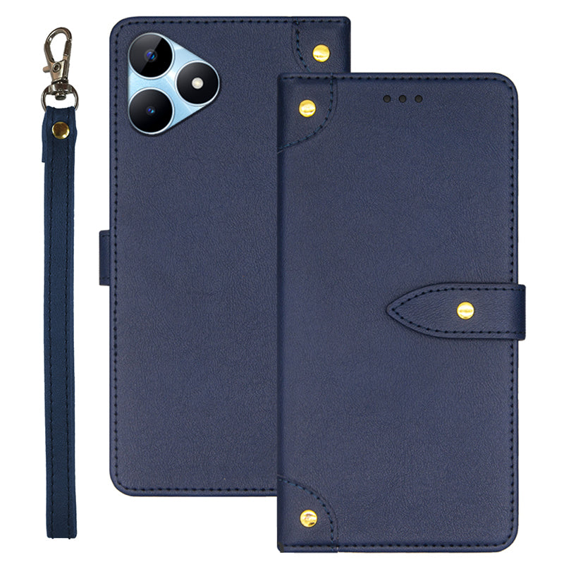 IDEWEI For Realme Note 50 4G Phone Cover Card Slots Leather Drop Protection Case - Blue