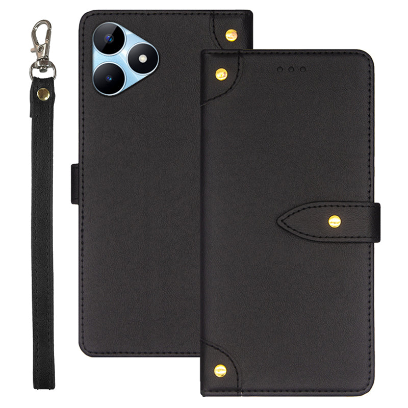 IDEWEI For Realme Note 50 4G Phone Cover Card Slots Leather Drop Protection Case - Black