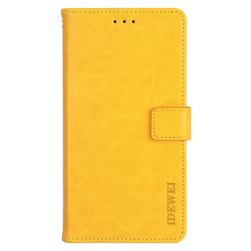 IDEWEI For Realme Note 50 4G Case Crazy Horse PU Leather Wallet Anti-scratch Phone Cover - Yellow