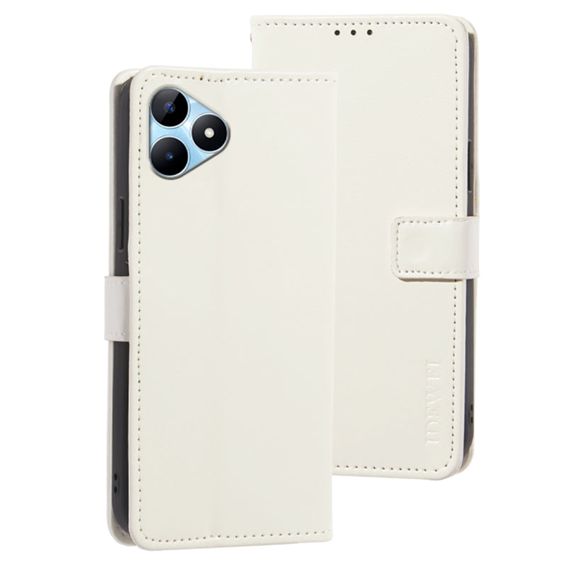 IDEWEI For Realme Note 50 4G Case Crazy Horse PU Leather Wallet Anti-scratch Phone Cover - White