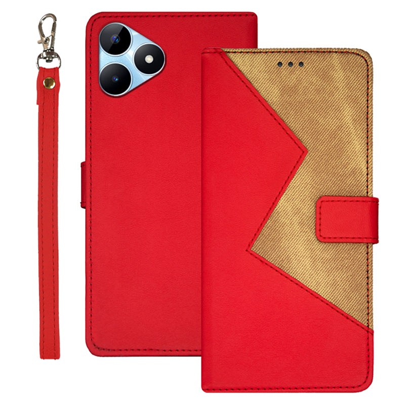 IDEWEI For Realme Note 50 4G Card Slots Case Leather Cover Phone Accessories Distributors - Red