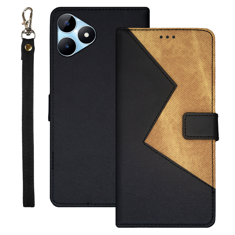 IDEWEI For Realme Note 50 4G Card Slots Case Leather Cover Phone Accessories Distributors - Black