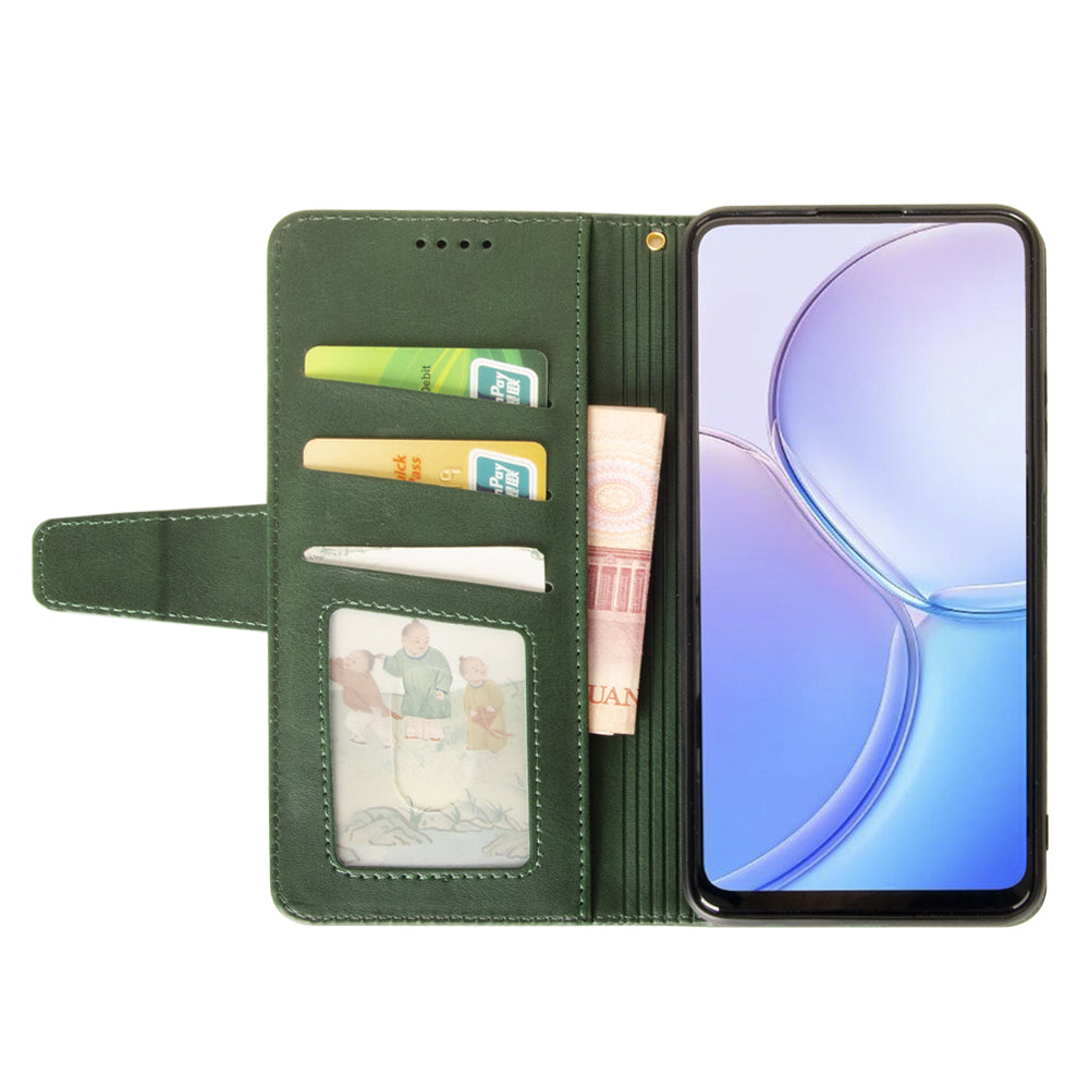 IDEWEI For Realme C65 4G Case Scratch-resistant Wallet Calf Texture Leather Phone Cover - Green