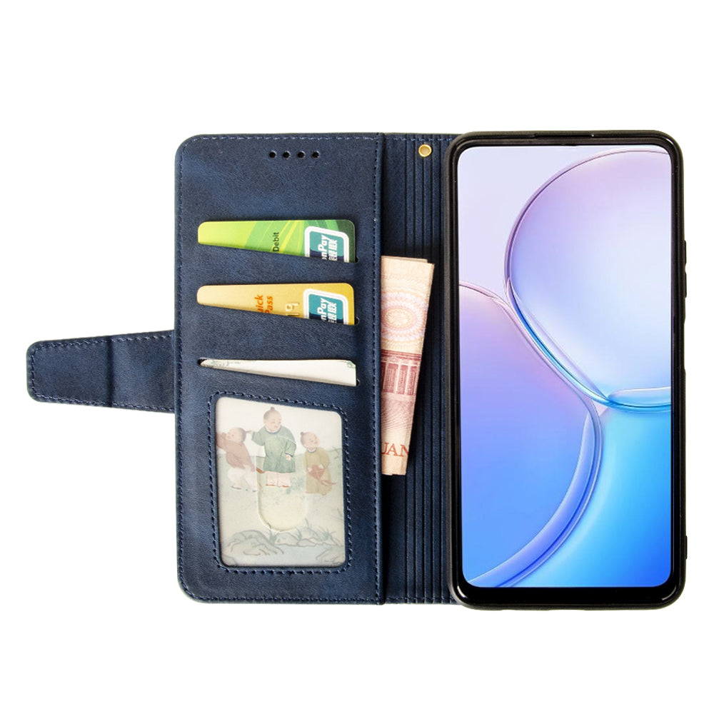 IDEWEI For Realme C65 4G Case Scratch-resistant Wallet Calf Texture Leather Phone Cover - Blue