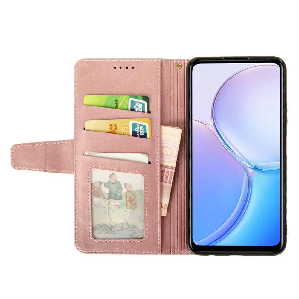 IDEWEI For Realme C65 4G Case Scratch-resistant Wallet Calf Texture Leather Phone Cover - Pink