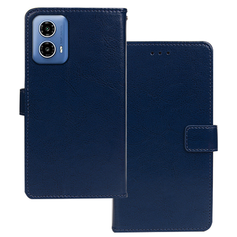 IDEWEI For Motorola Moto G34 5G Case Foldable Stand Card Holder Leather Phone Cover - Blue